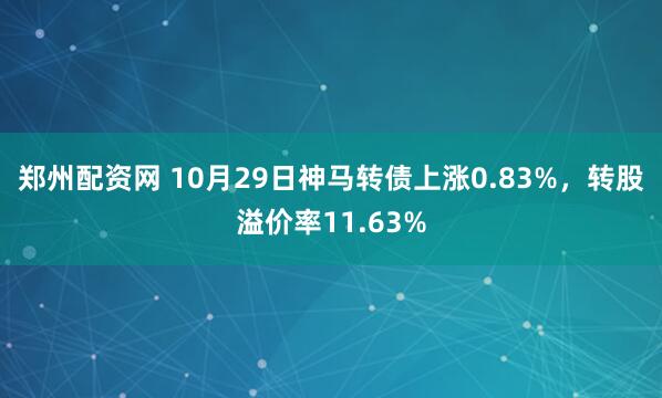 郑州配资网 10月29日神马转债上涨0.83%,转股溢价率11.63%
